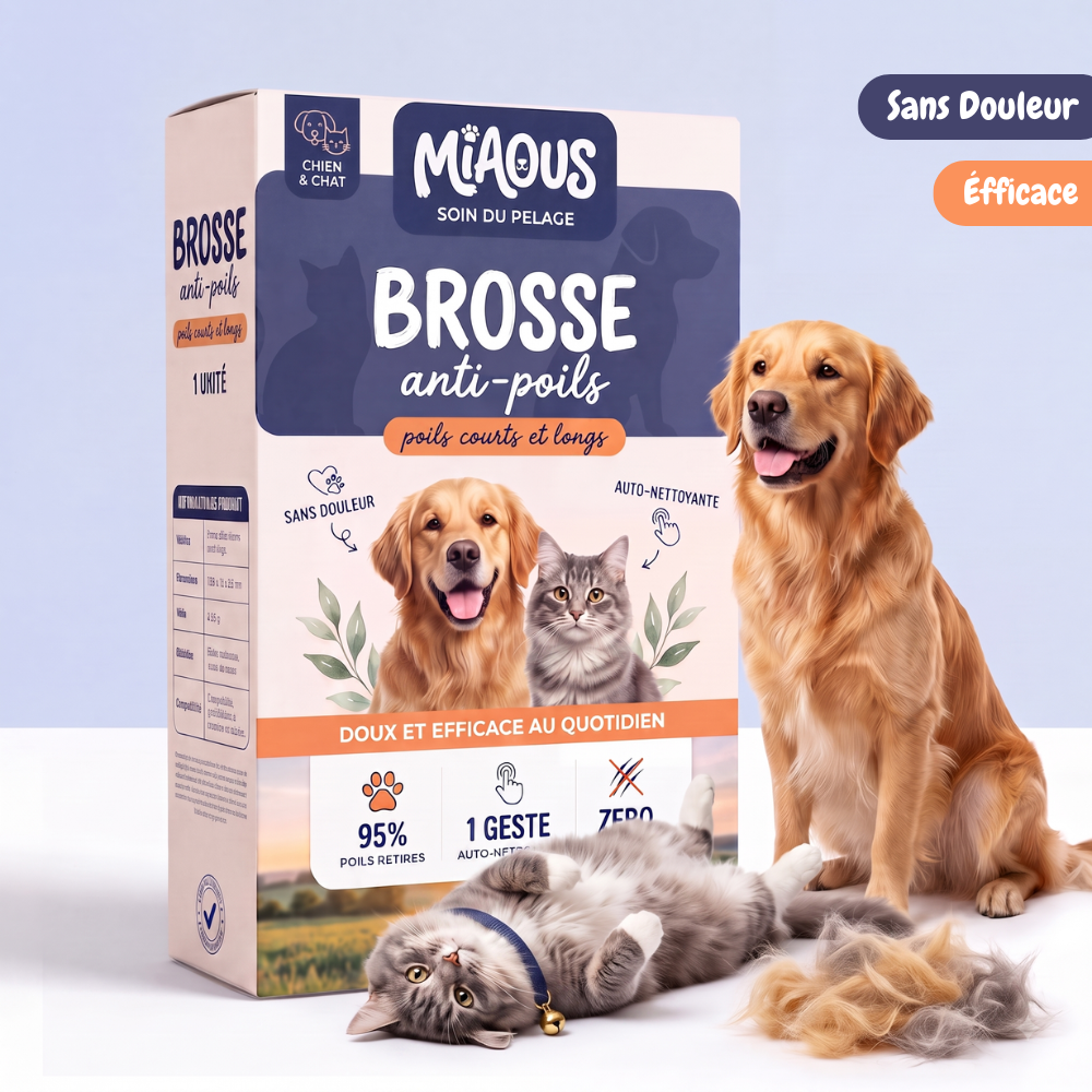 Brosse démêlante anti-poils spécial mue